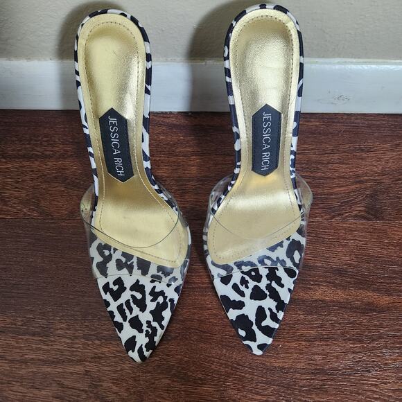 New NWOT Jessica Rich Racy Mule Pointed Toe Sandal Stiletto Heel Leopard Size 6 - Picture 3 of 12